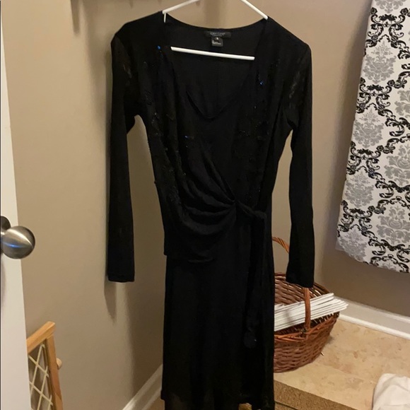 Black cross tie cocktail dress black Karen Kane - Picture 1 of 4